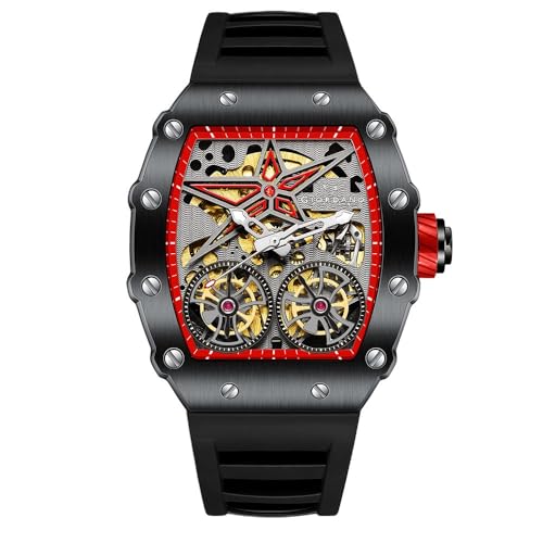 Giordano Luxury Automatic Watch for Men – Mechanical Skeleton Dial, Dual Gear Display,Silicon Strap - Image 1