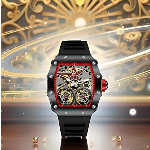 Giordano Luxury Automatic Watch for Men – Mechanical Skeleton Dial, Dual Gear Display,Silicon Strap - Image 4