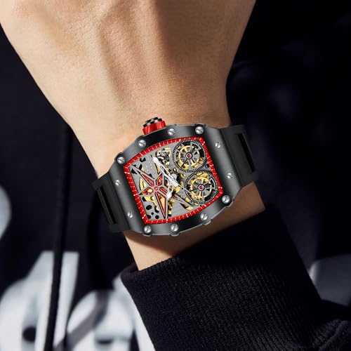 Giordano Luxury Automatic Watch for Men – Mechanical Skeleton Dial, Dual Gear Display,Silicon Strap - Image 2