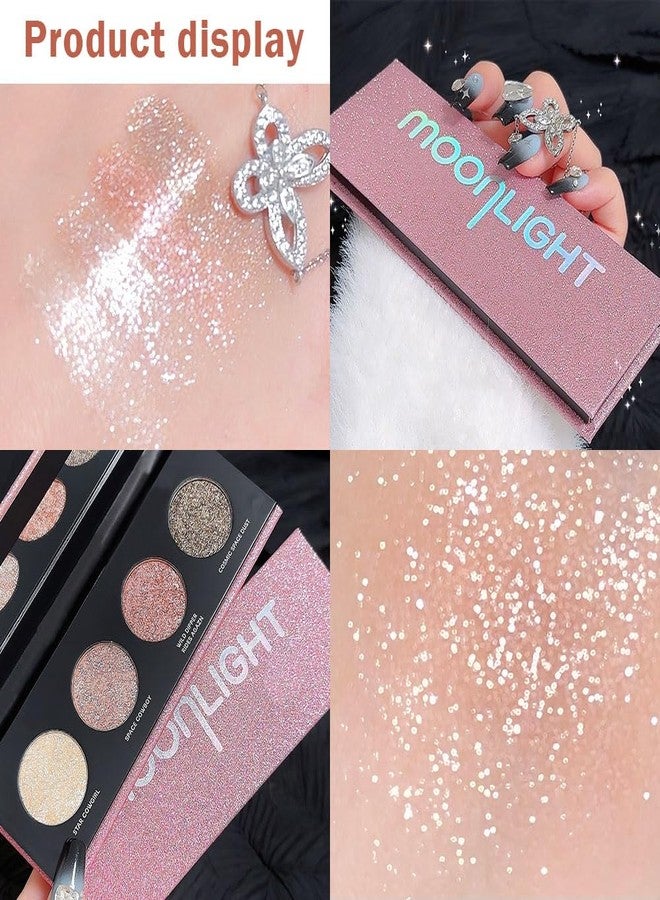 SUAKE 4 Colors Highlight Pink-Purple Eyeshadow Palette, SHANY Cosmetics Shimmer Palette, Cruelty-Free and Vegan Formula, Glitter Eyeshadow for Professional Makeup - Image 4