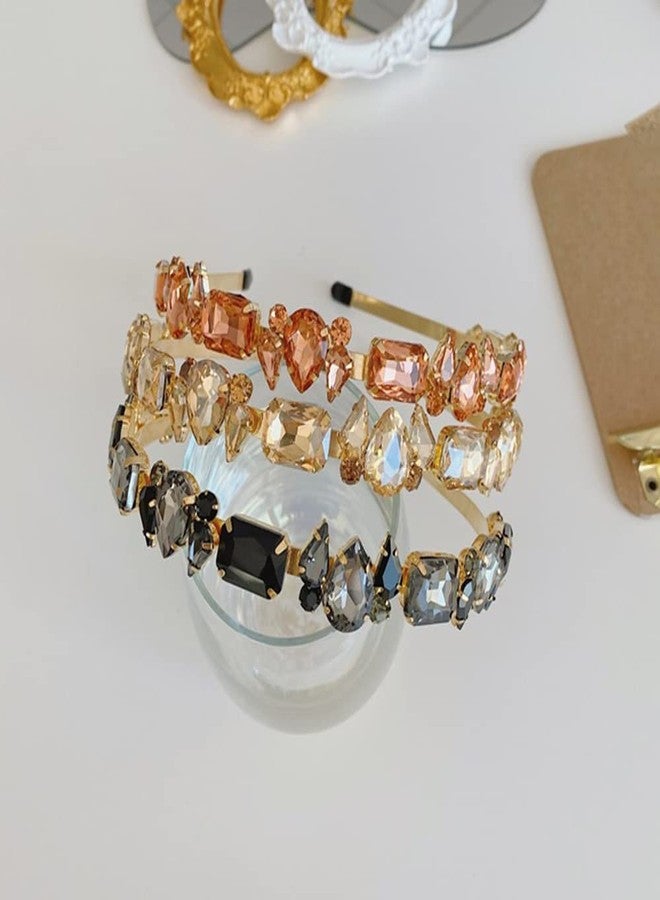 Wiwpar Thin Rhinestone Headbands for Women Elastic Rhinestone Head Bands Vintage Headband Hair Hoop Hair Accessories (Champagne) - Image 2