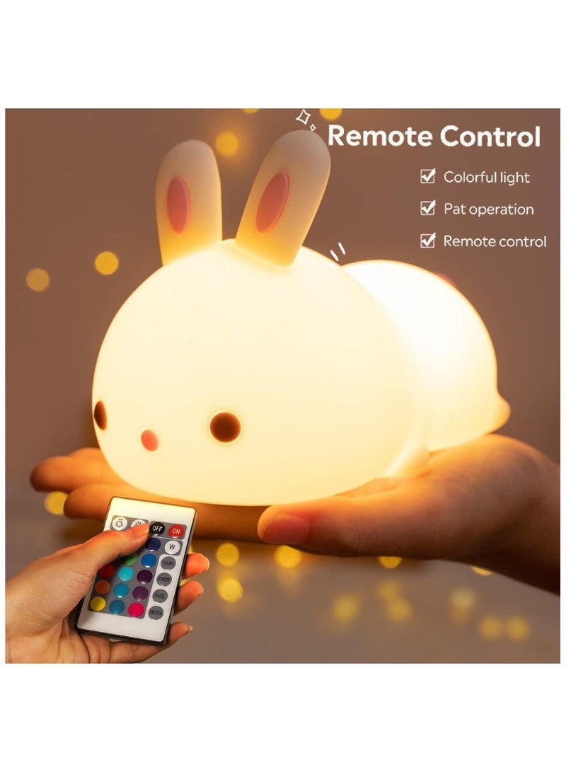 FEND Cute Bunny Kids Night Light Night Lamp Night Lights for Kids Bedroom Toddler Baby Portable Silicone Battery Led Nightlight - Image 3