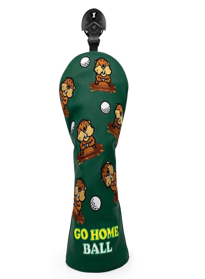 Barudan Golf Groundhog Golf Rotatable # 3 5 7 Wood Head Cover - PU Leather 3 Wood Head Cover Funny Golf Headcover for Men Fits for All Brand Fairway Woods (Green 1x Fairway Wood Cover) - Image 1