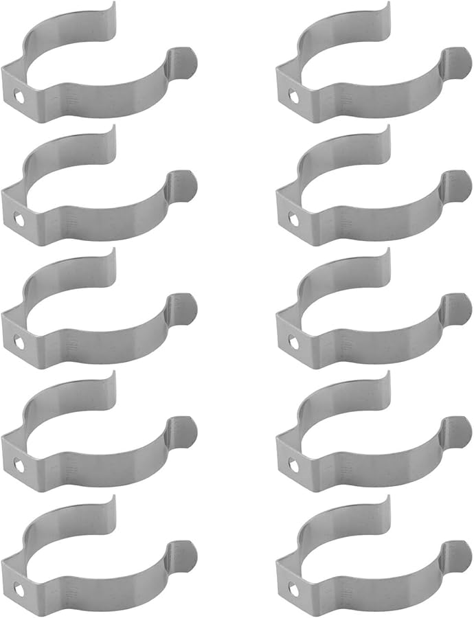 مشابك أدوات فولاذية متينة مقاس 35 ملم فضي عبوة 10 قطع لتخزين المكانس والأنابيب والمجارف في المرآب - Image 3