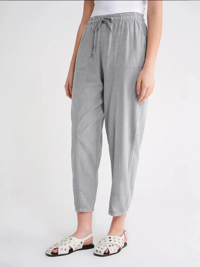 MixRay Grey Mixray Cotton Jogger Pants with Drawstring Waist for Women | Best Price UAE