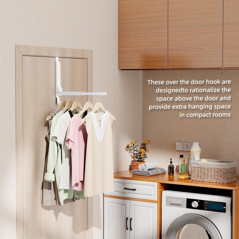 BAKON Over The Door Hanger Folding Clothes Drying Rack, Double Fold Hanging Door Hooks Coat Rack with Hooks for Indoor Laundry Room Compact Small Space Foldable Portable Door Hanger Hook Collapsible- 1 Pack - Image 2