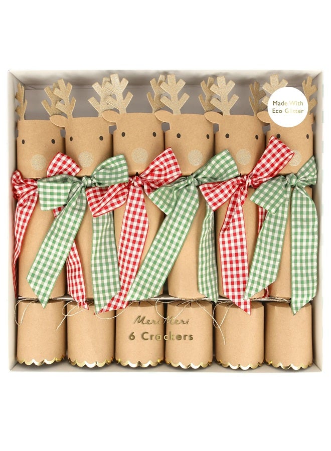 Meri Meri Gingham Bow Reindeer Crackers  - Image 1