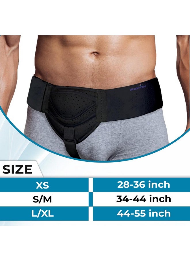 Wonder Care - WC Hernia belt for men inguinal hernia support belt Pain Relief With Removable Compression Pads Groin hernia truss Flexible Adjustable Groin Straps Left or Right inguinal Hernia Truss Brace-S/M - Image 1