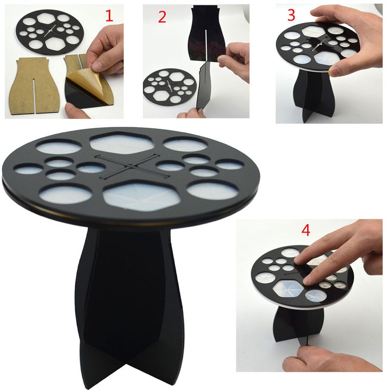 1pc Makeup Brush Holder Round Acrylic Drying Rack Brush Storage Holder Cosmetics Organizer Tools (Black) - Image 5