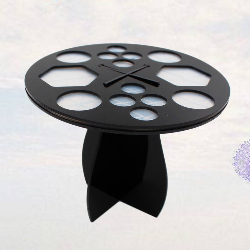 1pc Makeup Brush Holder Round Acrylic Drying Rack Brush Storage Holder Cosmetics Organizer Tools (Black) - Image 2