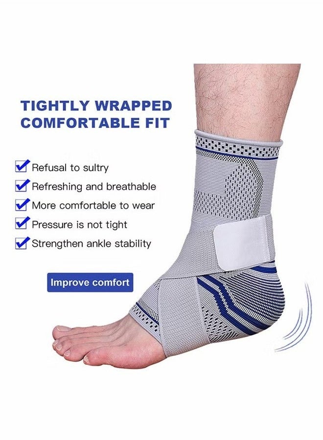2 Pack Ankle Brace Compression Sleeve, Adjustable Ankle Support for Men & Women, Breathable Ankle Sleeve w/Ankle Strap for Sprained Ankle, Swelling Relief Pain, Plantar Fasciitis, Achilles（L） - Image 2