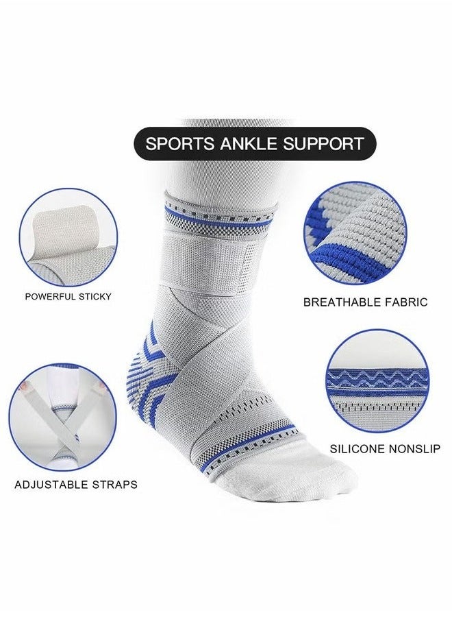 2 Pack Ankle Brace Compression Sleeve, Adjustable Ankle Support for Men & Women, Breathable Ankle Sleeve w/Ankle Strap for Sprained Ankle, Swelling Relief Pain, Plantar Fasciitis, Achilles（L） - Image 3