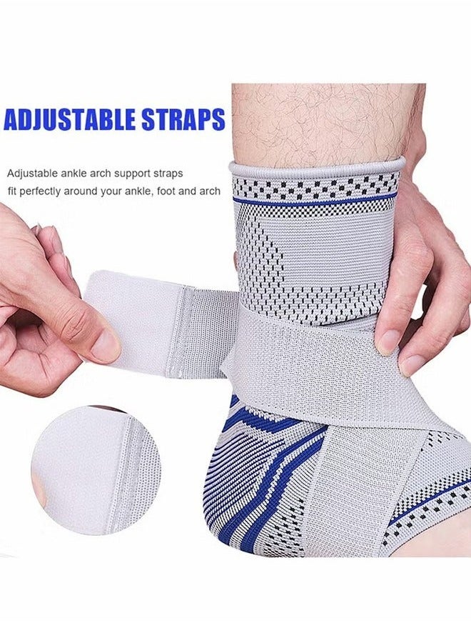 2 Pack Ankle Brace Compression Sleeve, Adjustable Ankle Support for Men & Women, Breathable Ankle Sleeve w/Ankle Strap for Sprained Ankle, Swelling Relief Pain, Plantar Fasciitis, Achilles（L） - Image 4