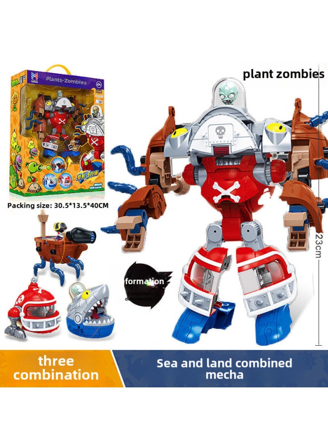 Xinlexin Transformation Plant Vs Zombie Toy Alloy Combination Robot Assembling Mecha BOOS Five-in-one-Color:2610 [full Set Of Sea And Land BOOS] Window Portable Gift Box  - Image 1