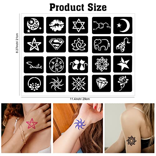 Qpout Tattoo Stencils for Kids and Adults 16 Sheets Henna Kit With Small and Big Designs for Real Tattoos Skeleton Spider Owl Flower Butterfly Tribal Totem - Image 5