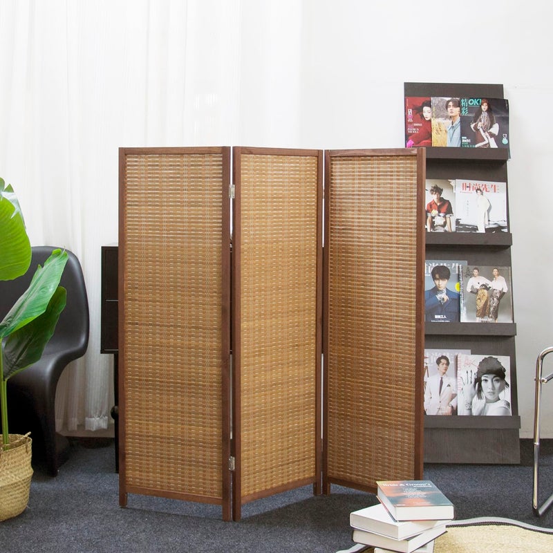 Furnnylane 3 Panel Short Room Divider Screen,Brown Freestanding Partition,Small Bamboo Panel Divider for Room Seperation,3.95 FT Tall - Image 5