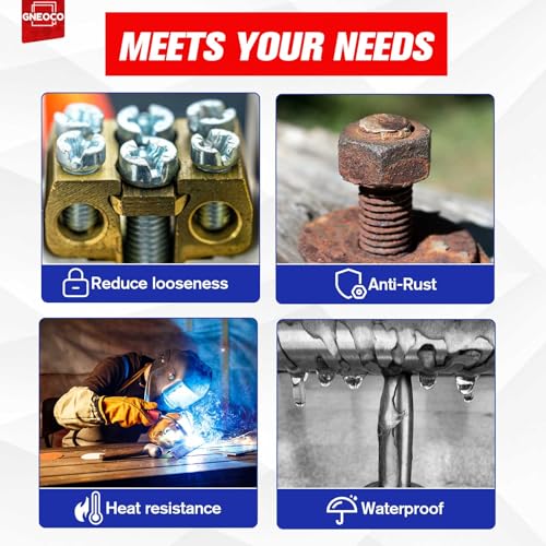 GNEOCO Thread Lock Red 1.69 Fl oz/50 ml, Threadlocker High Strength, Thread Locker for Nuts, Bolts, Fasteners and Metals, Anaerobic Curing Screw Glue to Prevent Loosening (Red (Permanent)) - Image 3