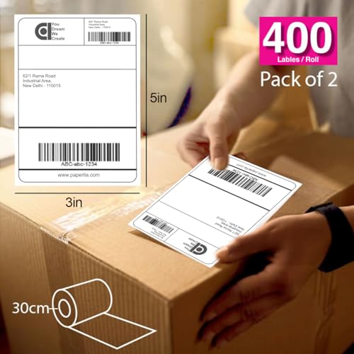 COI 70gsm Thermal Label Printer Paper - 3" x 5" (75 x 125 mm)| Ideal for Shipping, Parcel, Barcode, and Address Labels - 400 Labels per Roll (Pack of 2) - Image 4