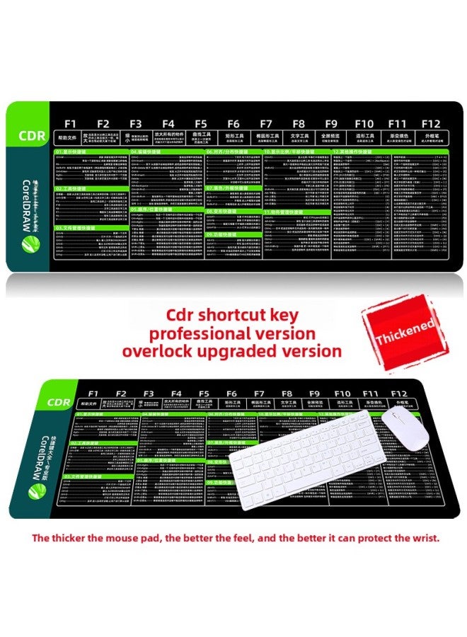 [IDEA Shortcut] Oversized WPS + CAD Mouse Pad Maya Office Computer Pad Blender Keyboard Pad-Color:800*300*3mm-Pattern:CDR Shortcut Key Pro  - Image 1