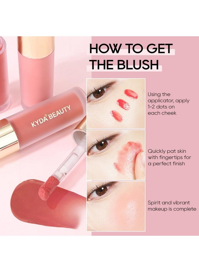 كيدا أحمر خدود سائل من KYDA، لون مطفي للخدود، لمسة نهائية ندية تدوم طويلًا، أحمر خدود كريمي ناعم غني بالصبغة، غطاء خفيف الوزن قابل للمزج - وردي بارد - Image 5