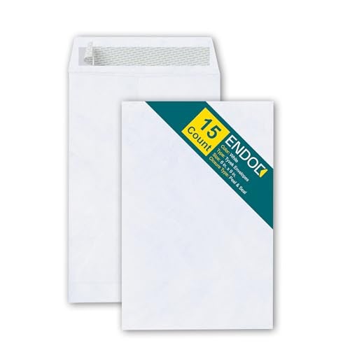 EnDoc Tyvek Envelopes 6x9 – Strong Lightweight Professional Shipping Mailer tear proof shipping Envelope Easy Self Seal Closure –Bright White Strong Mailing Envelopes – Pack of 15 – 6 x 9 Inch - Image 1