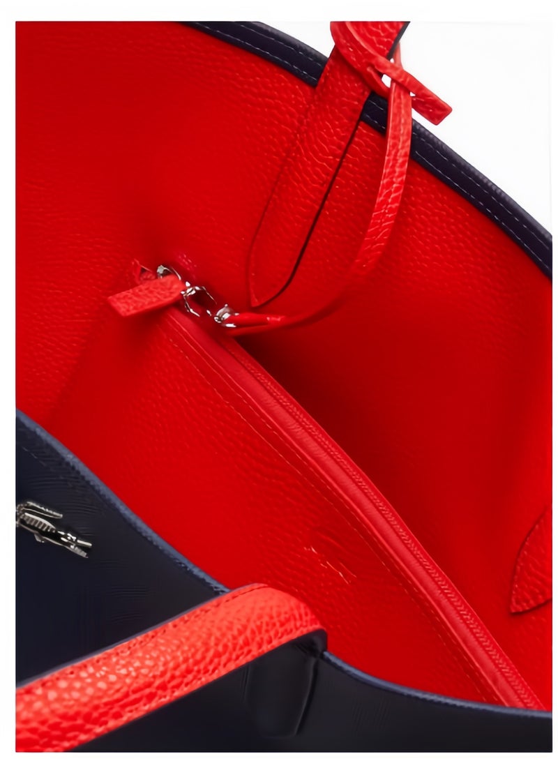 Lacoste Women's Double sided Two tone Large Capacity Handbag, Fashionable Multi functional, Black/Red - Image 5