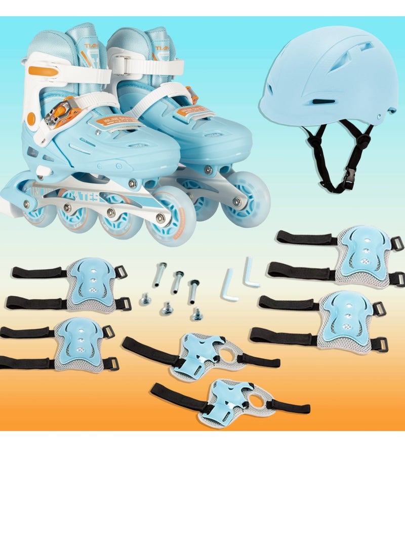 OVERS Teenager Adjustable Inline Skates Shoes with Luminous Lights Complete Set with Helmet and Protective Gear - Image 4