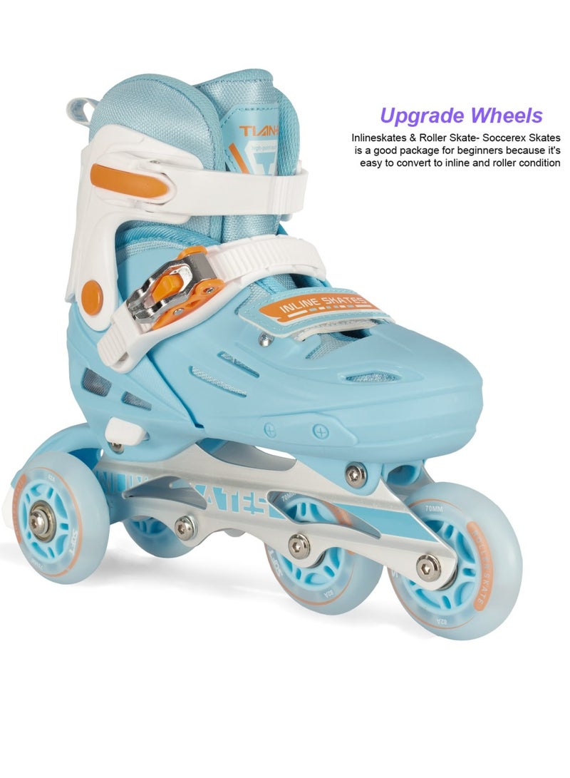 OVERS Teenager Adjustable Inline Skates Shoes with Luminous Lights Complete Set with Helmet and Protective Gear - Image 3