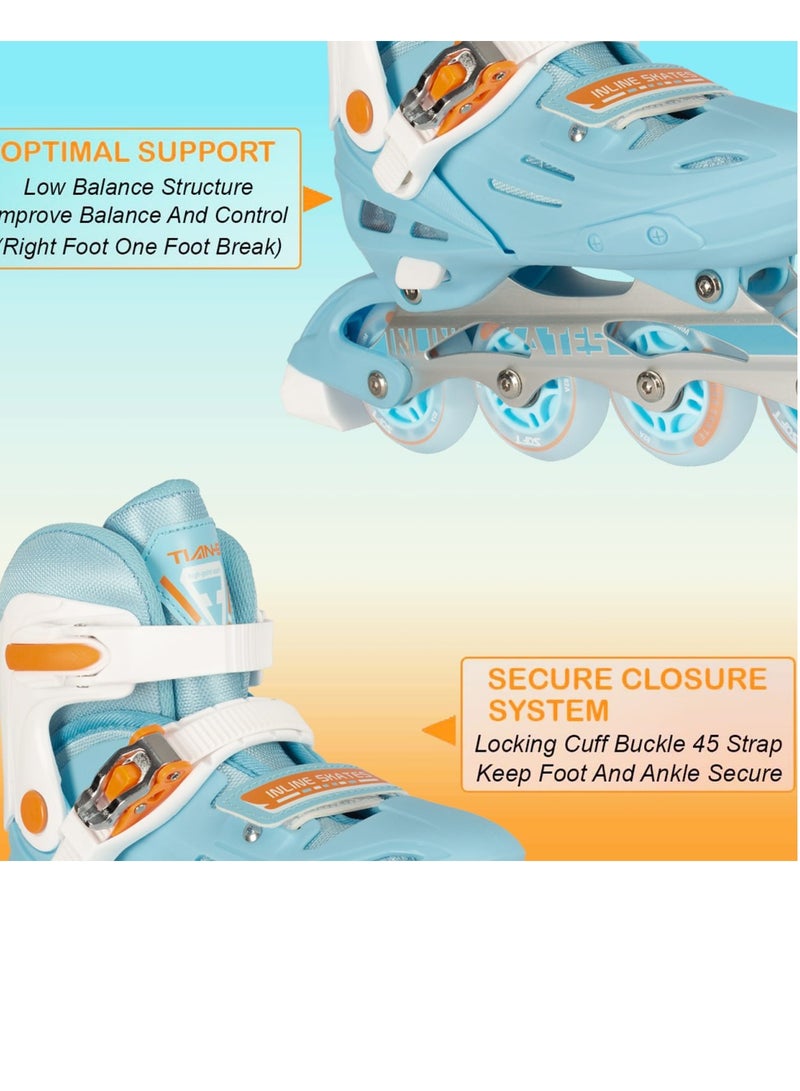 OVERS Teenager Adjustable Inline Skates Shoes with Luminous Lights Complete Set with Helmet and Protective Gear - Image 5