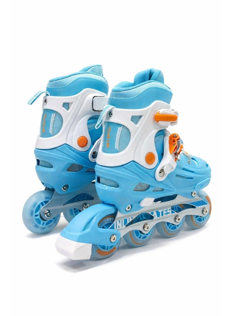 OVERS Teenager Adjustable Inline Skates Shoes with Luminous Lights Complete Set with Helmet and Protective Gear - Image 3