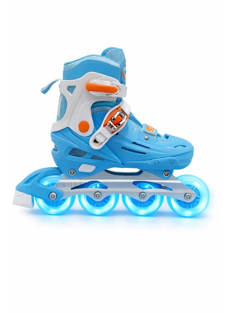 OVERS Teenager Adjustable Inline Skates Shoes with Luminous Lights Complete Set with Helmet and Protective Gear - Image 5