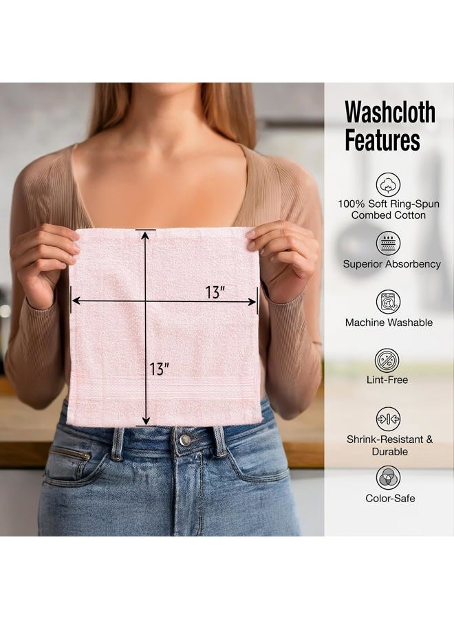 Living Fashions Luxurious Washcloths – Set of 12 – Size 13” x 13” – Thick Loop Pile Washcloth – Absorbent and Soft 100% Ring-Spun Cotton Wash Cloth – Lint Free Face Towel – Wash Cloths Perfect for Bathroom - Image 2