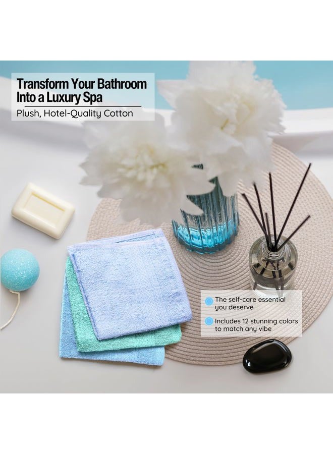 Living Fashions Luxurious Washcloths – Set of 12 – Size 13” x 13” – Thick Loop Pile Washcloth – Absorbent and Soft 100% Ring-Spun Cotton Wash Cloth – Lint Free Face Towel – Wash Cloths Perfect for Bathroom - Image 5