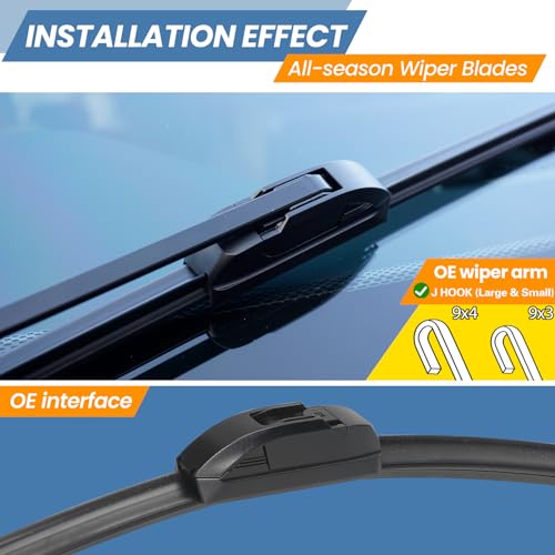GSPSCN OEM QUALITY 26''+16'' Premium Original Replacement Windshield Wiper Blades,Quiet and Durable Stable High Performance All-Season Auto Wiper Blades for J Hook (Pack of 2) - Image 2