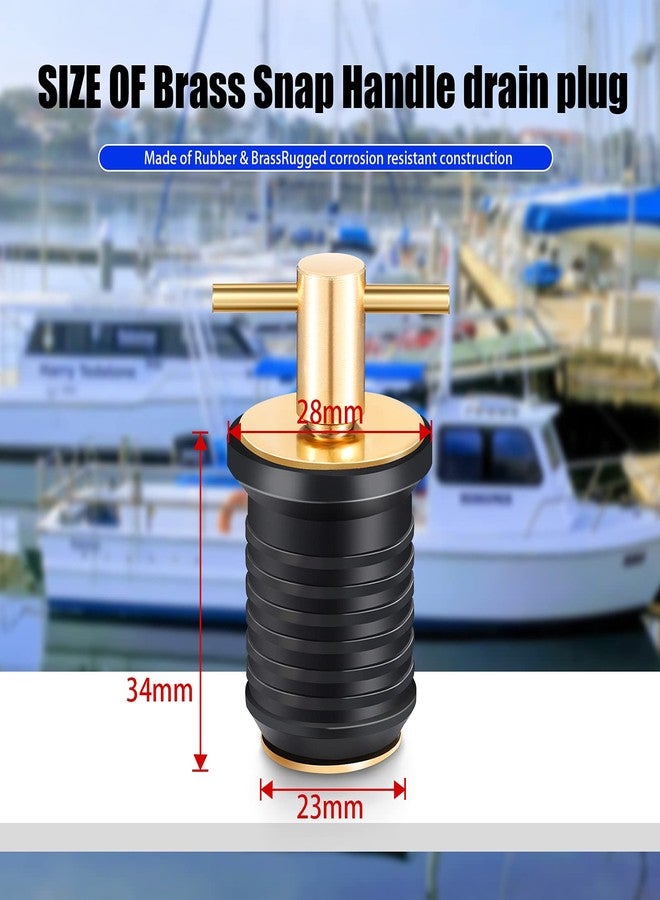 Riakrum 2 Pieces T-Handle 1 Inch Drain Plug Twist-Turn Marine Boat Drain Plugs Rubber Plugs with Brass Handle Boat Marine Accessories Brass Plated T Shaped Rubber Plug for Hull 40 g - Image 2