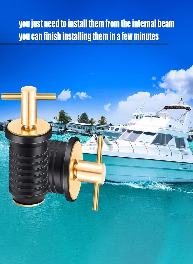 Riakrum 2 Pieces T-Handle 1 Inch Drain Plug Twist-Turn Marine Boat Drain Plugs Rubber Plugs with Brass Handle Boat Marine Accessories Brass Plated T Shaped Rubber Plug for Hull 40 g - Image 5