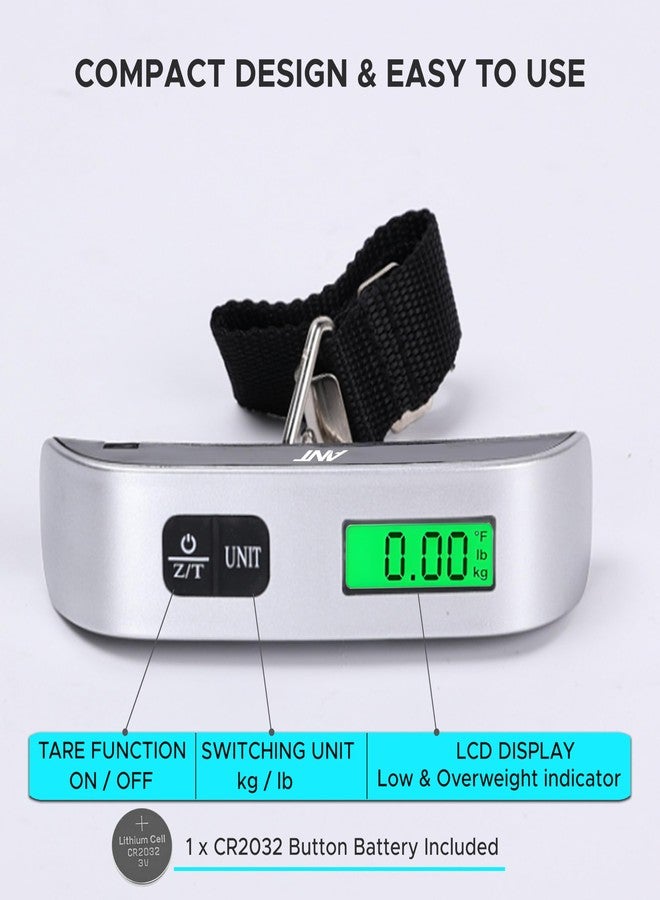 Ant Sigma 10 Portable Digital Luggage Scale 50kg/10g - LCD Display with Green Backlight Low Battery & Overload Alerts, KG/LB Switch, CR2032 Battery - Travel Baggage Weighing Tool - Image 3
