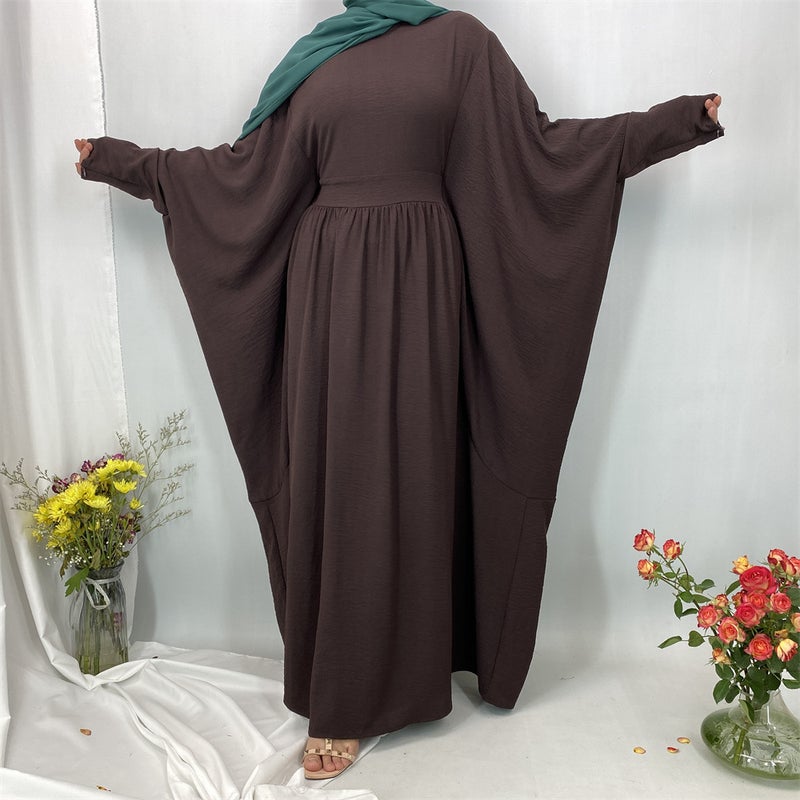 monica fashion Elegant Batwing Sleeve Dress with Inner Waistband - Fashionable Muslim Kaftan - Image 2