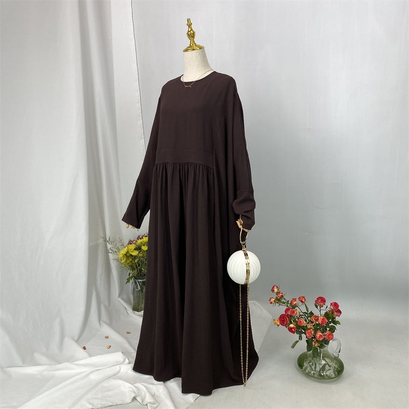 monica fashion Elegant Batwing Sleeve Dress with Inner Waistband - Fashionable Muslim Kaftan - Image 1