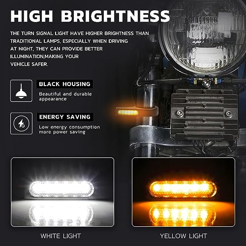 Rich Choices Motorcycle LED Turn Signal Light Indicators 40mm Front Fork Clamp Amber Lamp 12V Compatible with Honda Yamaha Harley Cruiser Bobber Chopper - Image 2