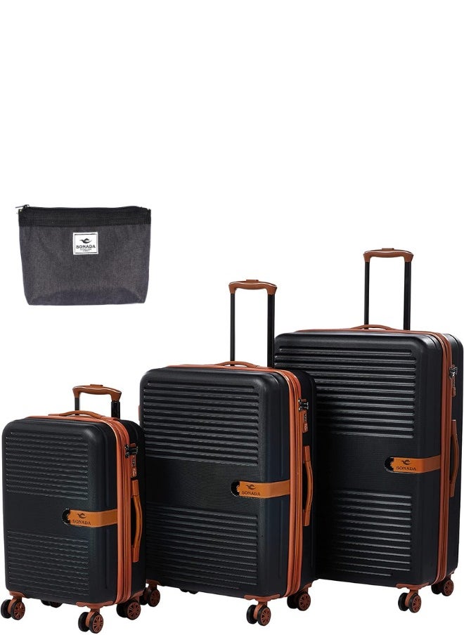 Luggage Set of 3 Classic Collection 4 Double Wheels and TSA Lock 