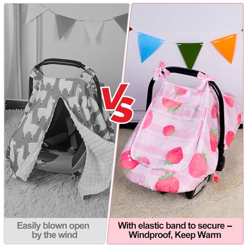 FIOBEE Baby Car Seat Cover, Car Seat Covers for Babies Infant Car Seat Canopy with Breathable Mesh Window Waterproof Carseat Cover for Babies Boy Girl 4 Seasons - Image 4