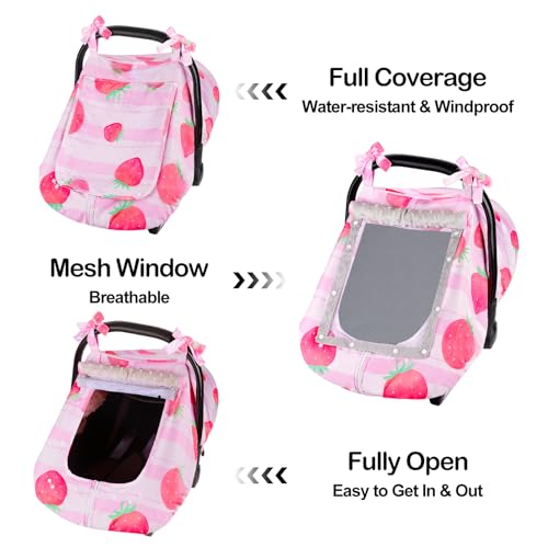 FIOBEE Baby Car Seat Cover, Car Seat Covers for Babies Infant Car Seat Canopy with Breathable Mesh Window Waterproof Carseat Cover for Babies Boy Girl 4 Seasons - Image 2