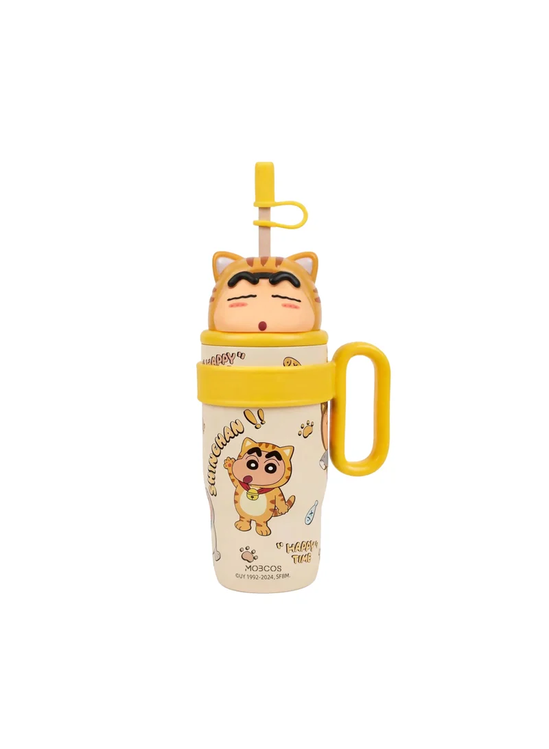Kids Tumbler with Handle & Cute Tiger Design, Leak-Resistant Cartoon Tumbler with Drinking Straw, Reusable Water Bottle for Boys & Girls