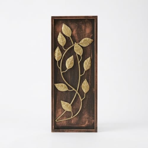 vedas Exports Gold Metal Wall Decor for Living Room – Metal & MDF Leaf Wall Art Panel – Modern Wall Hanging Decoration for Home, Bedroom, Dining Room, Office (8 x 20 Inch) - Image 5