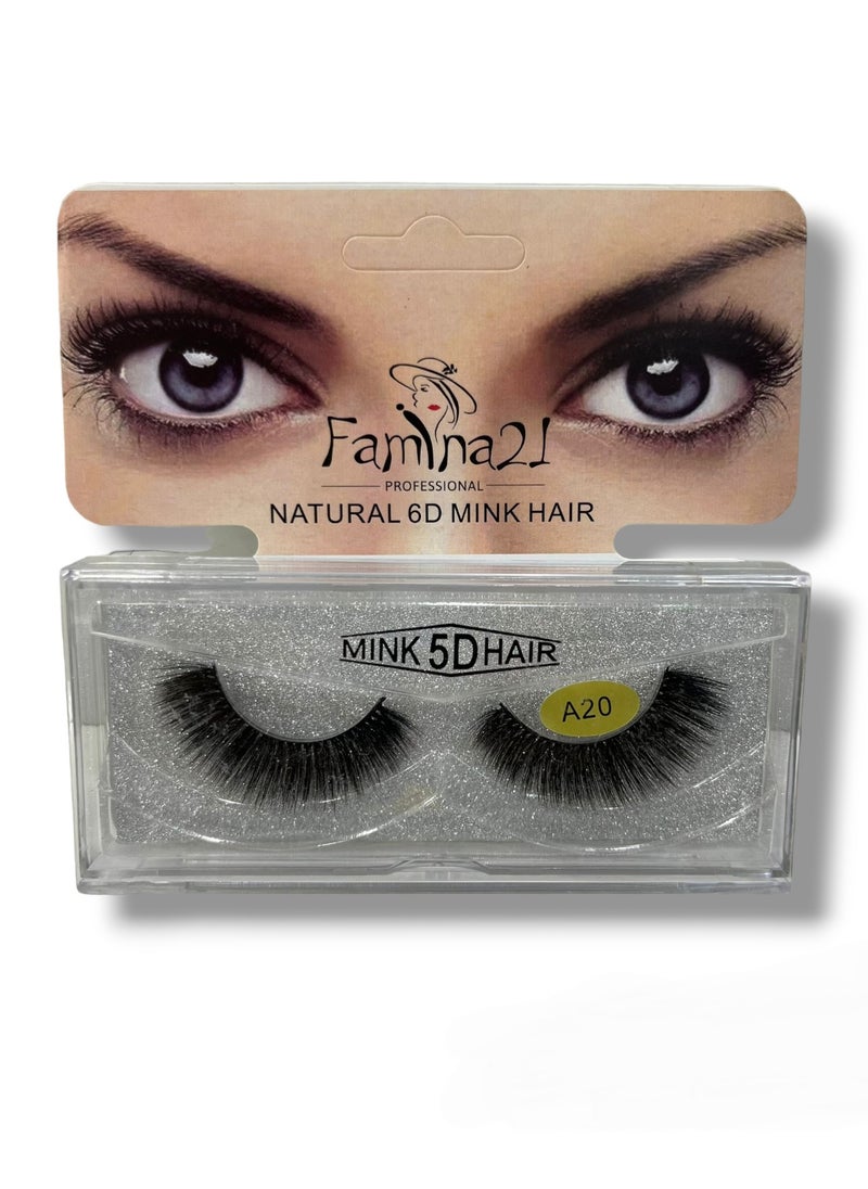 FAMINA21 Famina21 Natural 6D/5D Mink Hair Eyelashes - Set of 30 Models (A20)  - Image 1