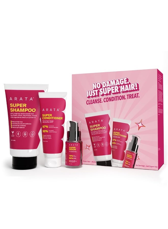 Arata Hair Care Gift Set for Men & Women | Shampoo Conditioner & Serum Trio | Reduces Breakage & Controls Frizz | Unisex Gift Set 230 ml - Image 1