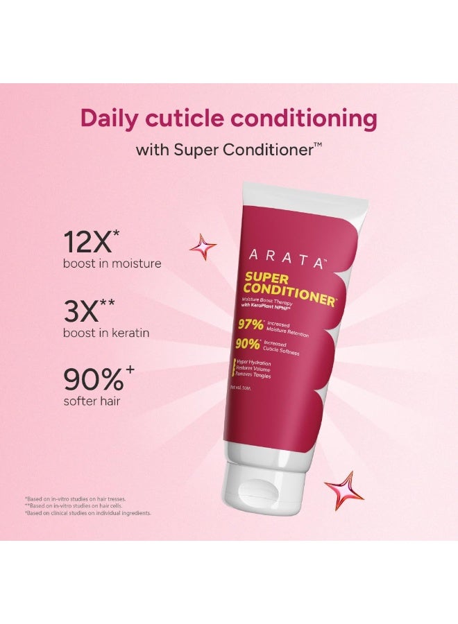 Arata Hair Care Gift Set for Men & Women | Shampoo Conditioner & Serum Trio | Reduces Breakage & Controls Frizz | Unisex Gift Set 230 ml - Image 2