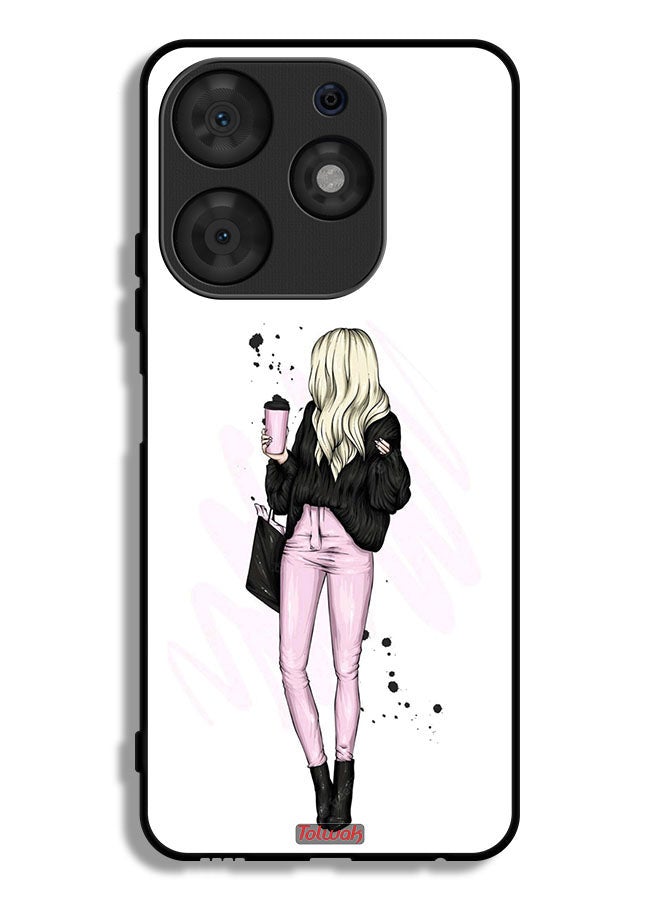 Tolwak Tecno Spark 10 Pro Protective Case Cover Girl Holding Coffee Cup Art - Image 1