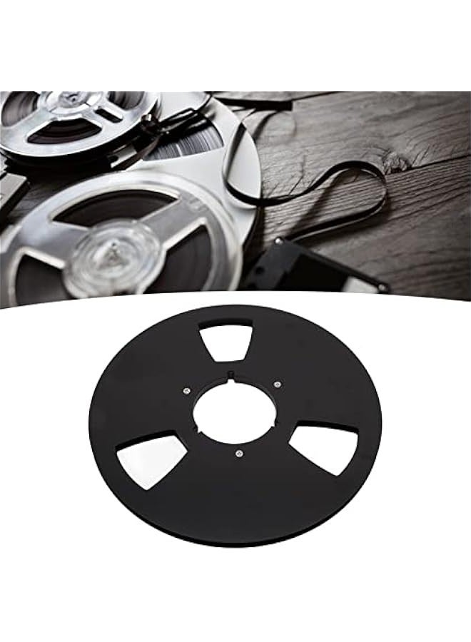 10 Inch 14 Empty Tape Reel, Easy to Use Heavy Duty Empty Disc Opening Machine Parts Aluminum Alloy Universal Recording Tape Reel for (Black)  - Image 2